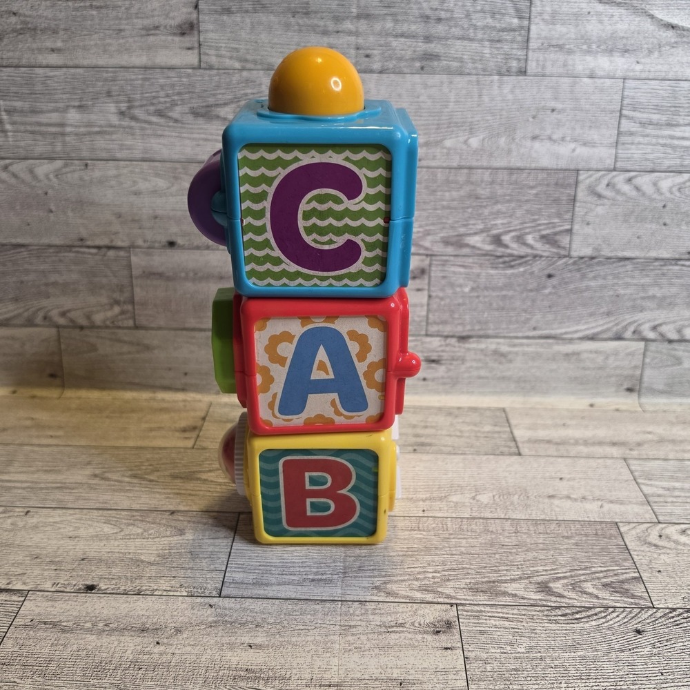 Fisher Price Bright Beginnings Action Stacking Activity Baby Blocks 123 ABC 3
